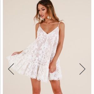 White lace flowy dress